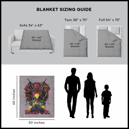 Deadpool & Wolverine Marvel Studios Dead Serious Silk Throw Blanket